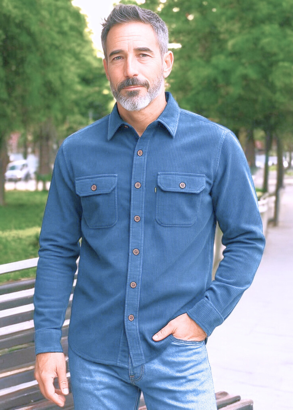 SUAVE OWL Corduroy Overshirt Sky Blue