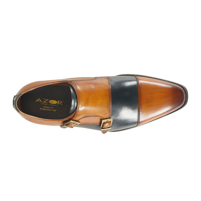 Azor Lombardy Monk Strap Tan/Navy