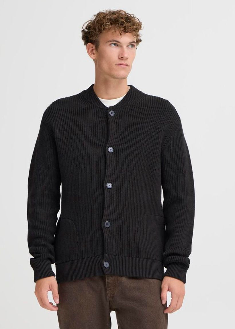 Baseball Knit Cardigan Black