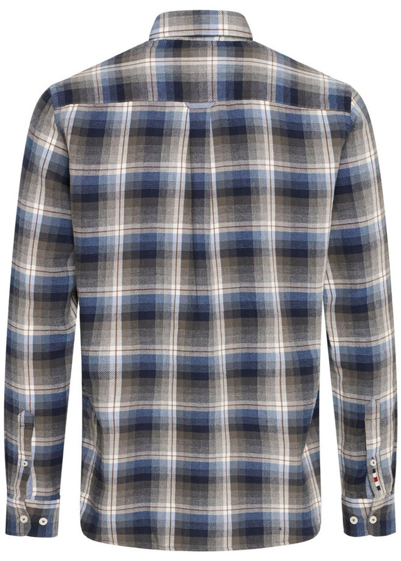 Brushed Cotton Shirt Blue Olive Checked