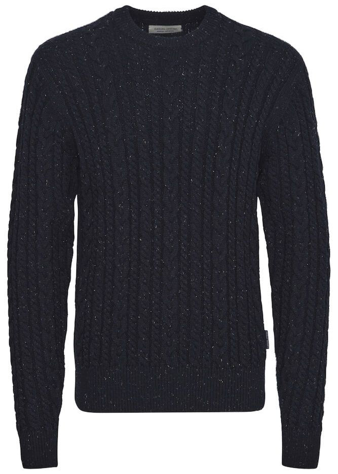 Cable Knit Crew Neck Jumper Navy
