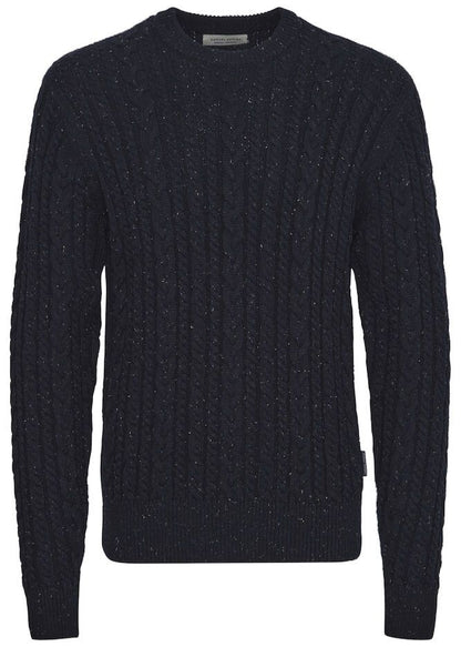 Cable Knit Crew Neck Jumper Navy