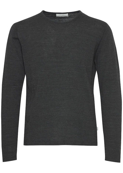 Fine Knit Crew Neck Dark Grey