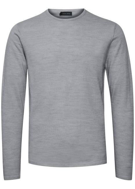 Fine Knit Crew Neck Light Grey
