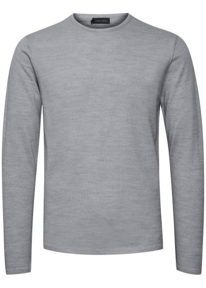 Fine Knit Crew Neck Light Grey
