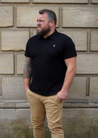 SUAVE OWL Polo Shirt Black Pique