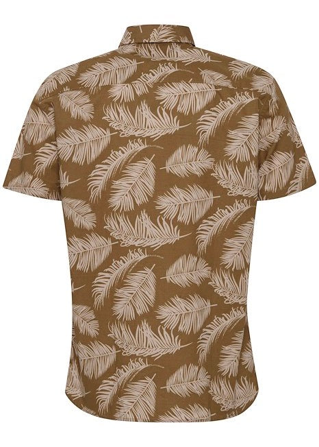 Palm pattern shirt for men showing back of shirt. 