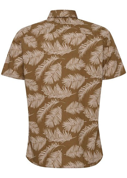 Palm pattern shirt for men showing back of shirt. 