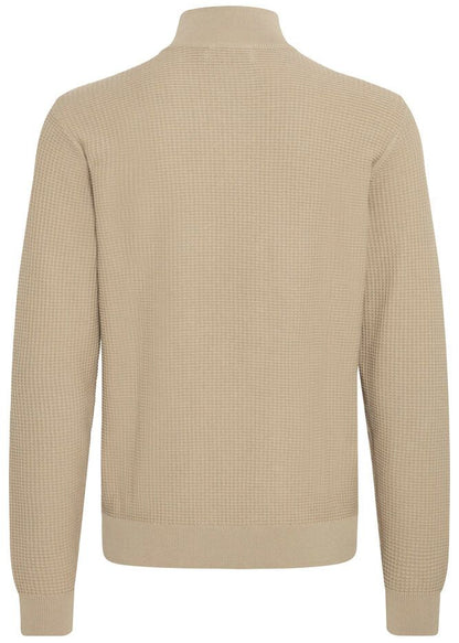 Quarter-Zip Waffle Knit Jumper Cream