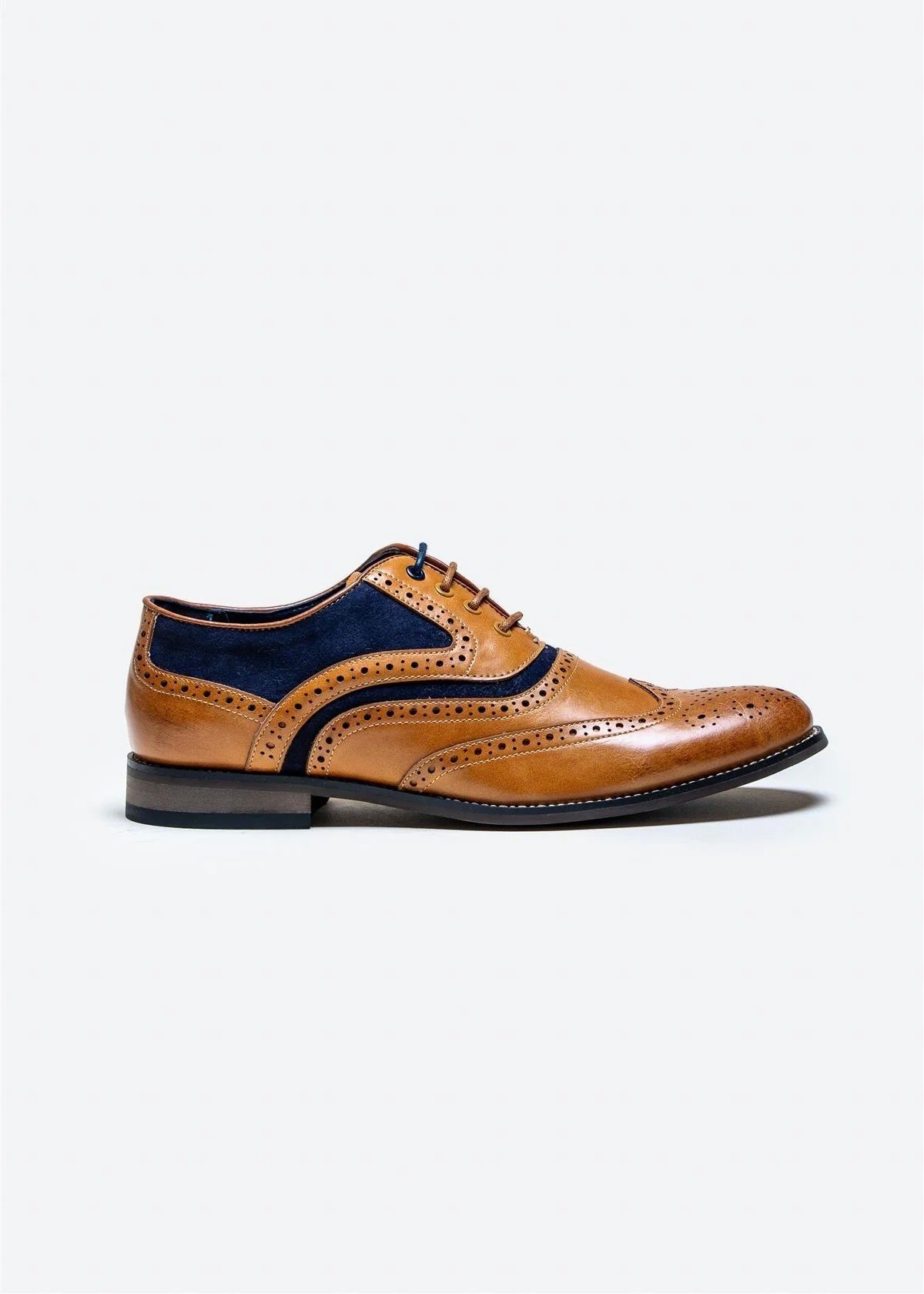 Russel Brogues in navy and tan, men's formal shoe