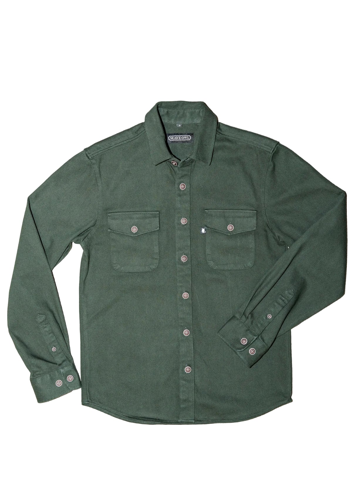 SUAVE OWL Twill Overshirt Forest Green