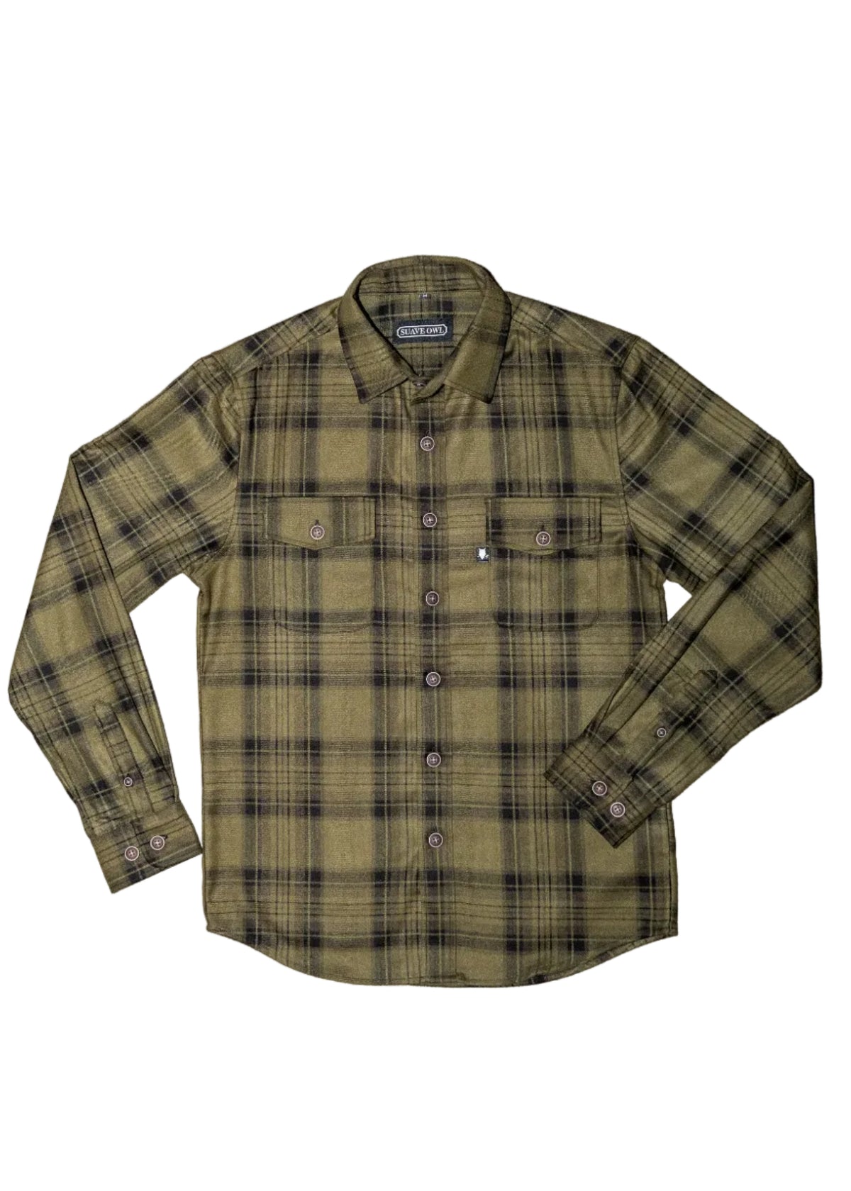 SUAVE OWL Checked Overshirt Olive