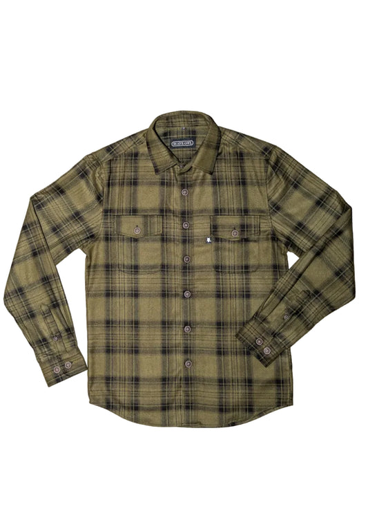 SUAVE OWL Checked Overshirt Olive