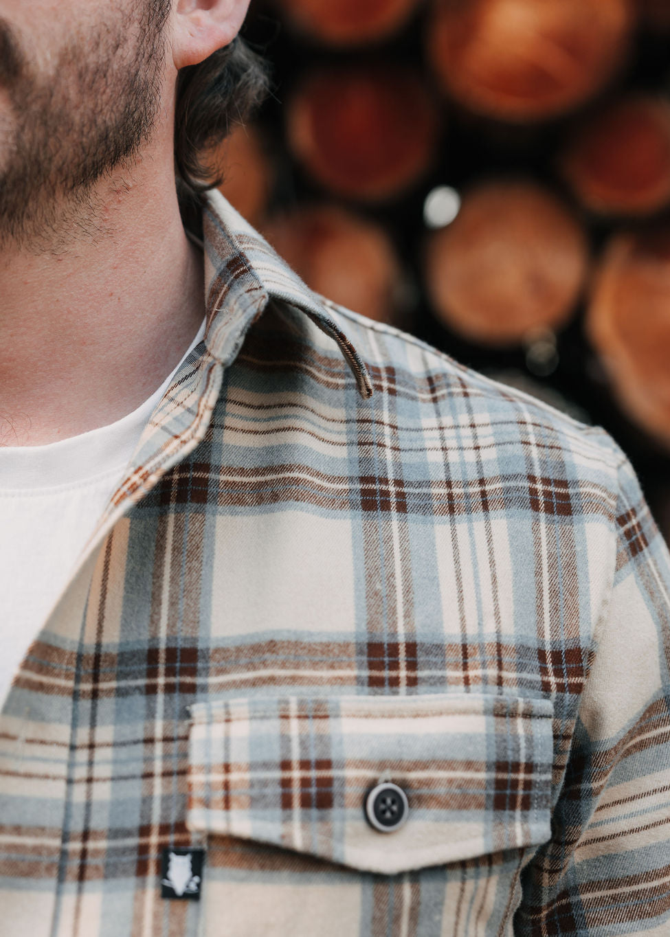 SUAVE OWL Checked Overshirt Tan Blue
