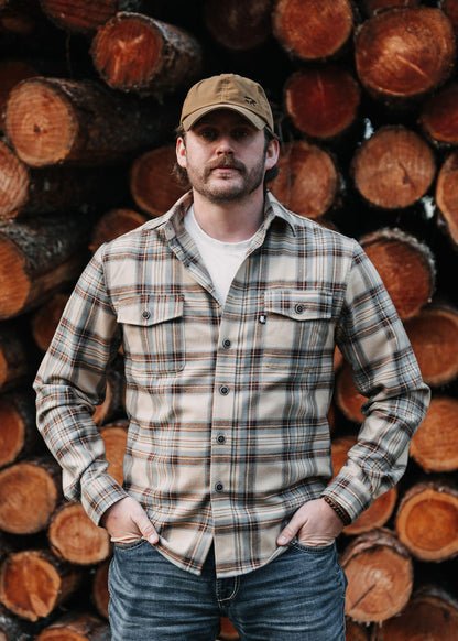 SUAVE OWL Checked Overshirt Tan Blue