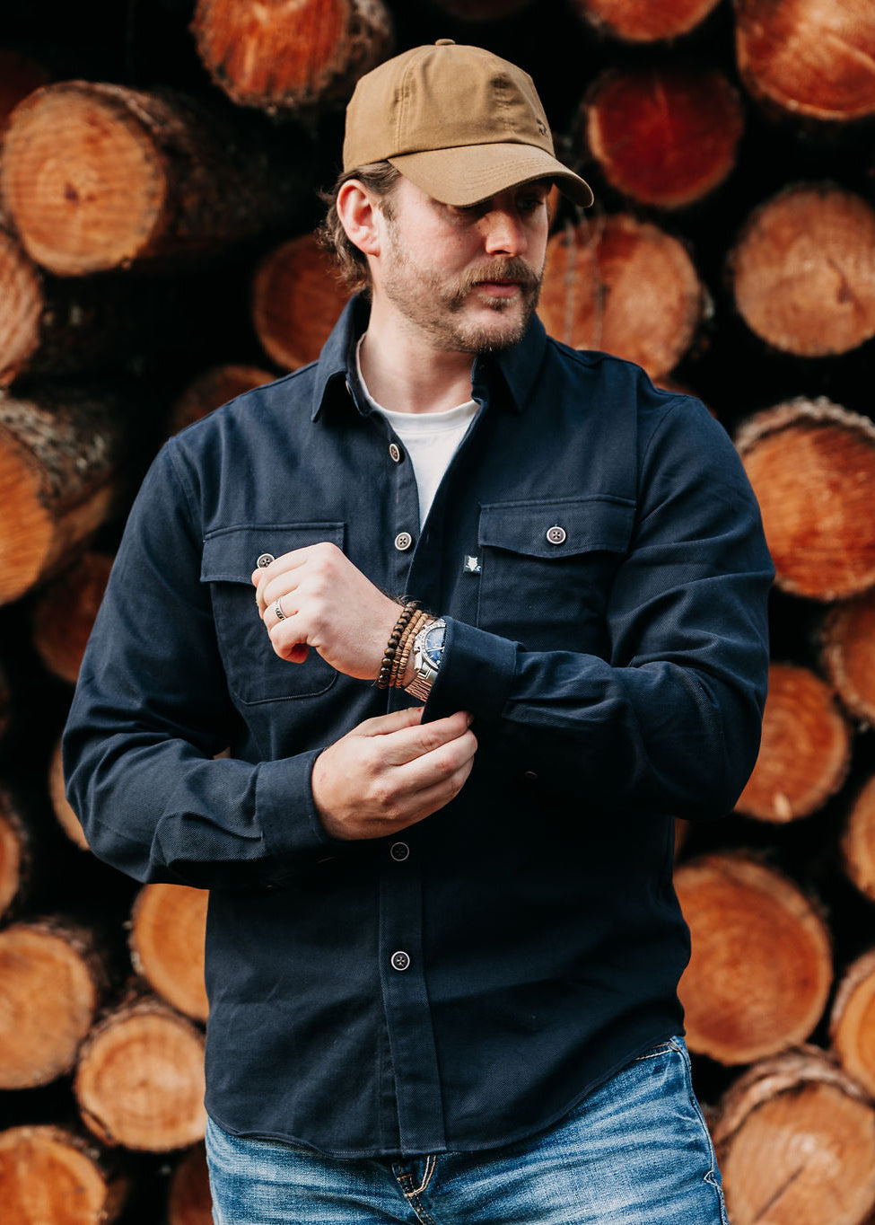 SUAVE OWL Twill Overshirt Dark Navy