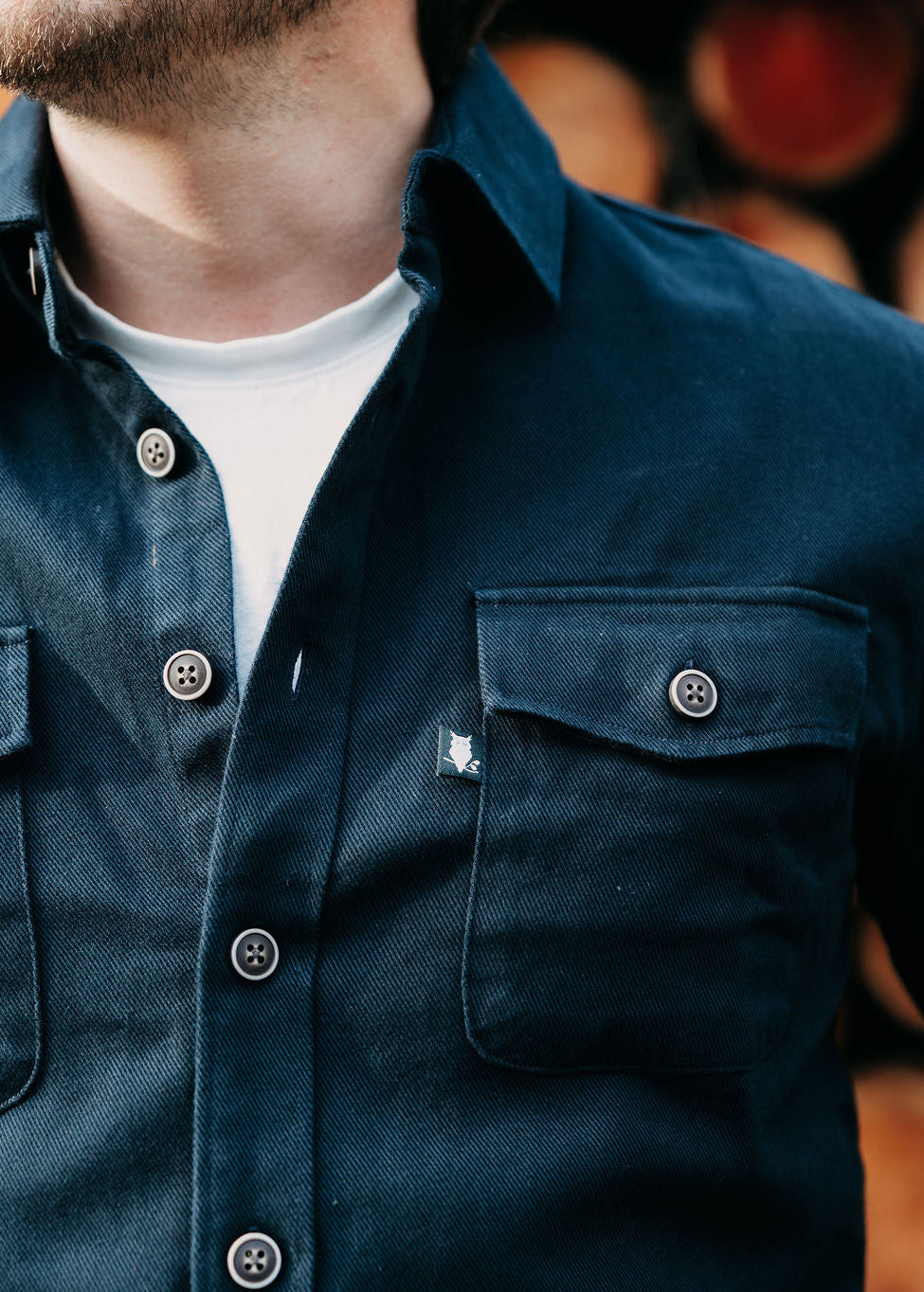 SUAVE OWL Twill Overshirt Dark Navy