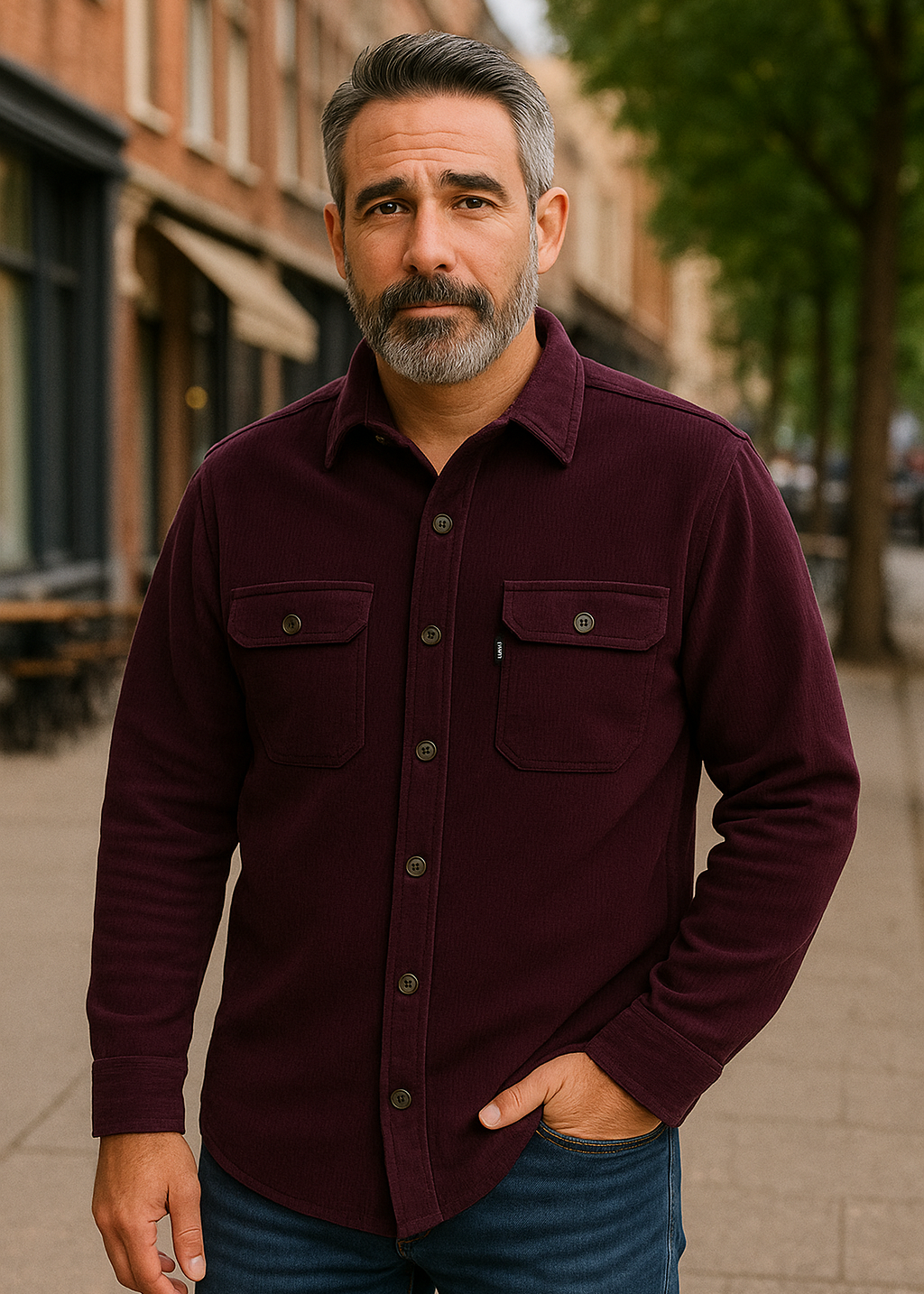SUAVE OWL Men's Corduroy Overshirt Plum