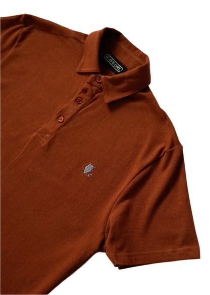 SUAVE OWL Pique Polo Shirt Rust Men's Short Sleeve
