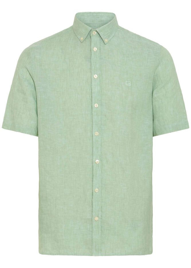 Short-Sleeve Linen Shirt Cool Green
