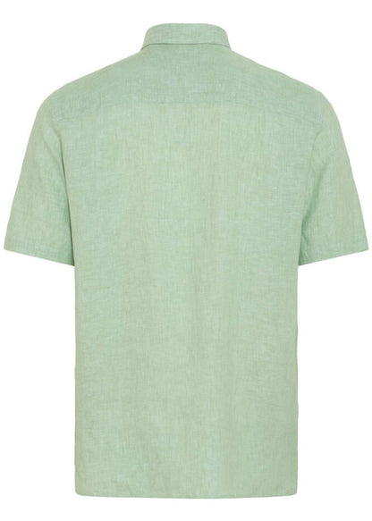 Short-Sleeve Linen Shirt Cool Green
