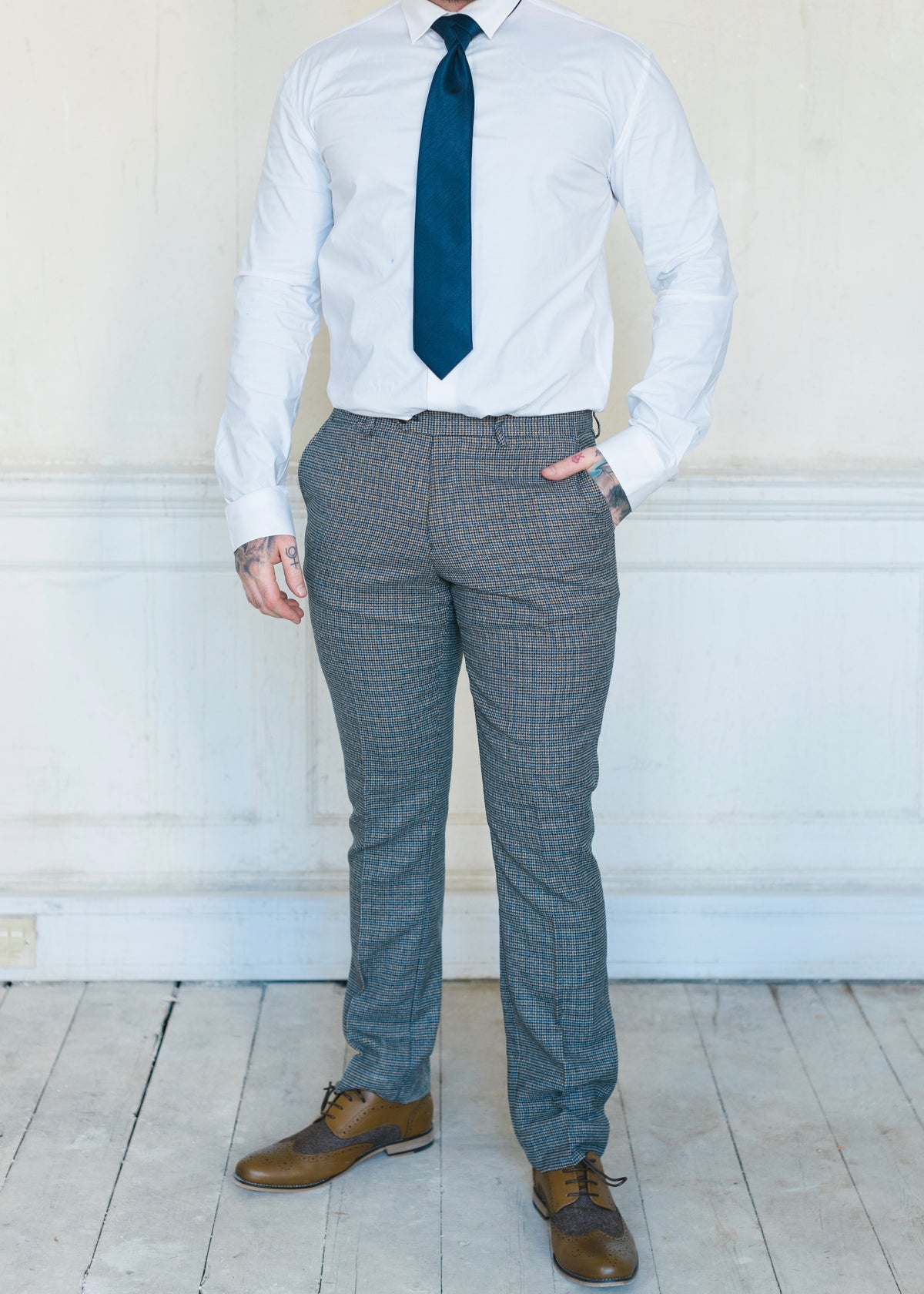 Marc Darcy Hardwick Checked Trousers. Great for business attire or a formal occasion such as a wedding