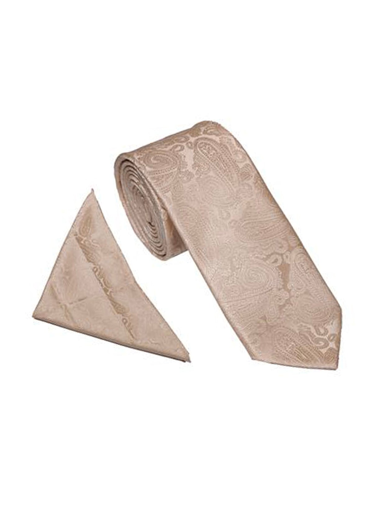 Paisley Tie & Pocket Square Set Pale Gold